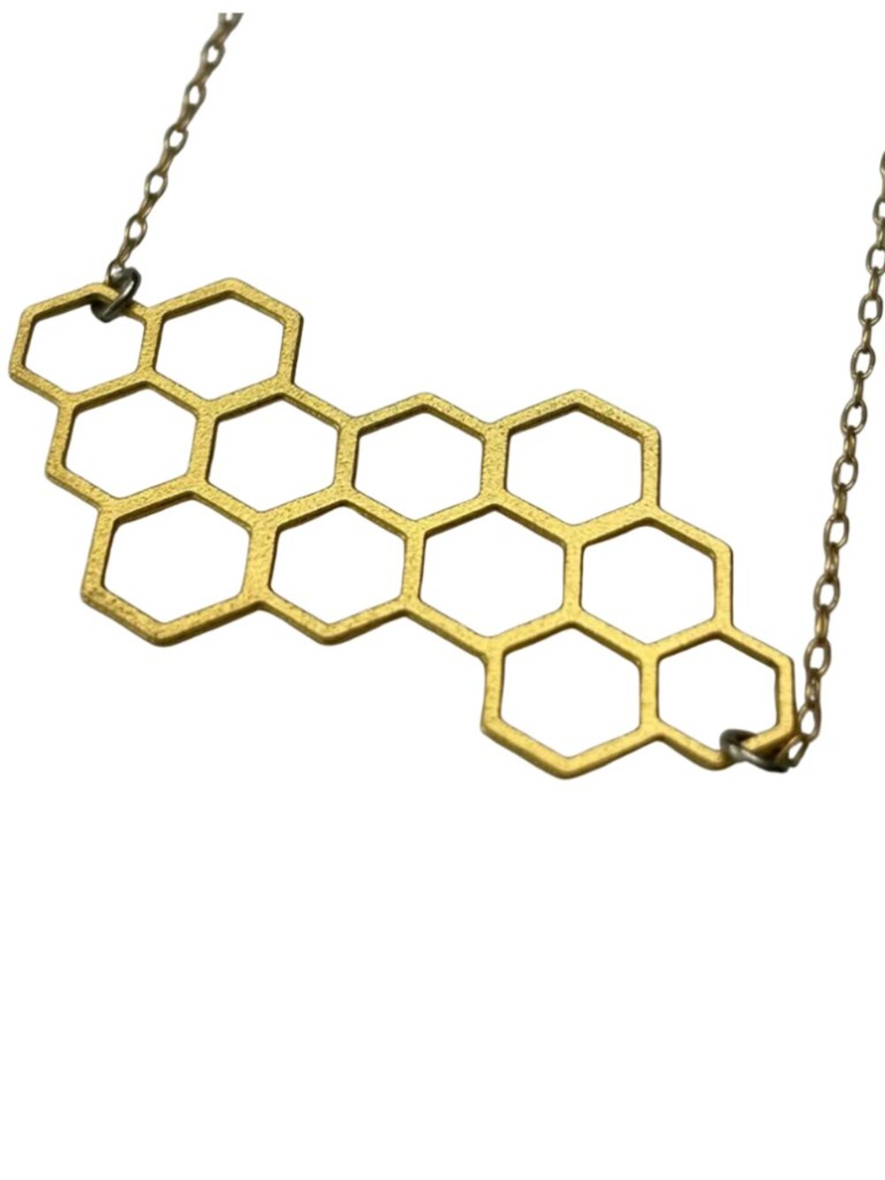 Bee Necklace Gold Tone Honeycomb Nature Garden Floral Statement Necklace
